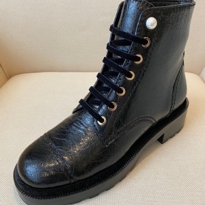 Chanel Lace Up Ankle Boots Patent Crackled Calfskin Leather Fall/Winter 2020 Collection - Image 6