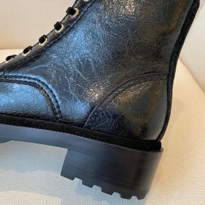 Chanel Lace Up Ankle Boots Patent Crackled Calfskin Leather Fall/Winter 2020 Collection - Image 7