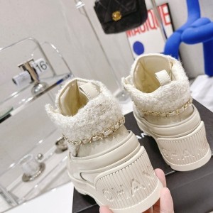 Chanel Lace Up Elastic Hi Top Sneakers Calfskin Leather Spring/Summer 2022 Collection - Image 7