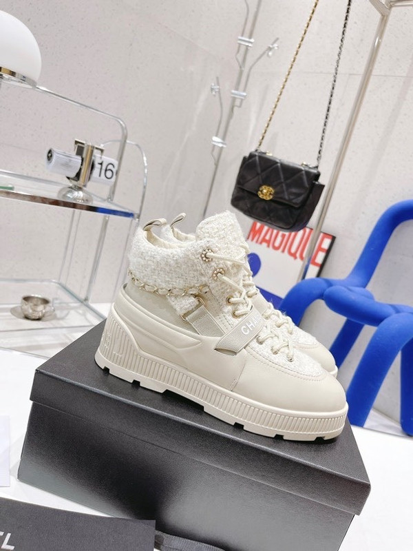 Chanel Lace Up Elastic Hi Top Sneakers Calfskin Leather Spring/Summer 2022 Collection