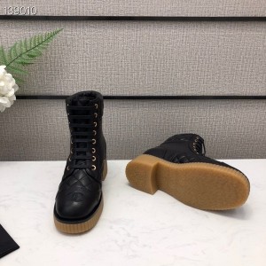 Chanel Lace Up Gum Sole Combat Boots Calfskin Leather Fall/Winter 2020 Collection - Image 6