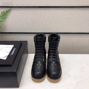 Chanel Lace Up Gum Sole Combat Boots Calfskin Leather Fall/Winter 2020 Collection - Image 8