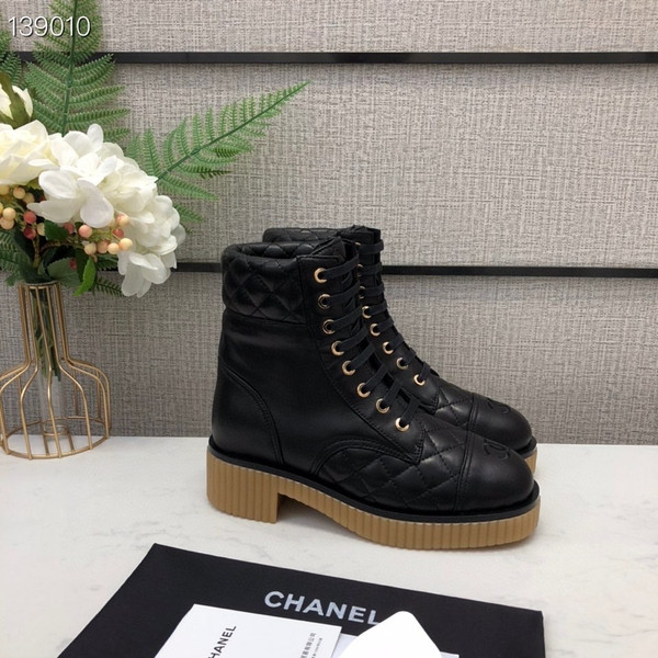 Chanel Lace Up Gum Sole Combat Boots Calfskin Leather Fall/Winter 2020 Collection Size