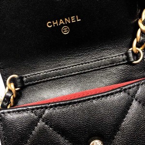 Chanel Mini Cardholder 19 Bag 12cm Lambskin Leather Gold Hardware Fall/Winter 2020 Collection - Image 7