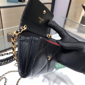 Chanel Mini Cardholder 19 Bag 12cm Lambskin Leather Gold Hardware Fall/Winter 2020 Collection - Image 8