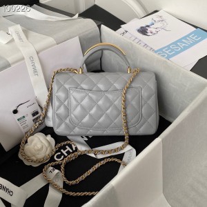 Chanel Mini Flap Bag with Top Handle 20cm AS2431 Lambskin Leather Fall/Winter 2022 Collection - Image 2