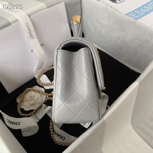 Chanel Mini Flap Bag with Top Handle 20cm AS2431 Lambskin Leather Fall/Winter 2022 Collection - Image 3