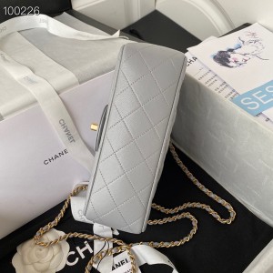 Chanel Mini Flap Bag with Top Handle 20cm AS2431 Lambskin Leather Fall/Winter 2022 Collection - Image 4