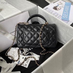 Chanel Mini Flap Bag with Top Handle 20cm AS2431 Lambskin Leather Fall/Winter 2022 Collection - Image 7
