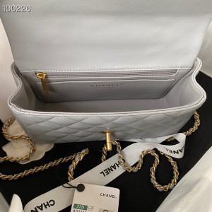 Chanel Mini Flap Bag with Top Handle 20cm AS2431 Lambskin Leather Fall/Winter 2022 Collection - Image 7