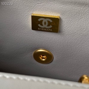 Chanel Mini Flap Bag with Top Handle 20cm AS2431 Lambskin Leather Fall/Winter 2022 Collection - Image 9