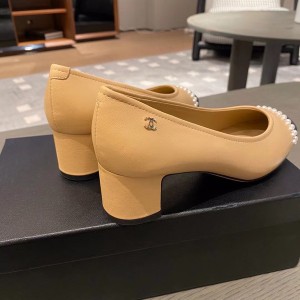 Chanel Pearl Embellished Pumps Calfskin Leather Fall/Winter 2021 Collection - Image 7