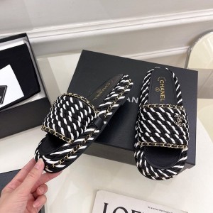 Chanel Rope Chanel Embellished Sandals Tweed/Calfskin Leather Spring/Summer 2022 Collection - Image 9