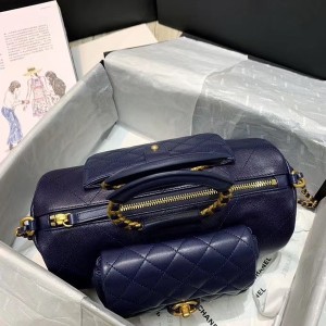 Chanel Round Handle Bowling Bag With Strap 35cm Lambskin Leather Gold Hardware Cruise 2020 Collection AP1073 - Image 5