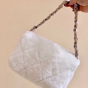 Chanel Shearling Fur Flap Bag 22cm Lambskin Leather Strass Metal Silver Hardware Cruise 2021 Seasonal Collection - Image 9