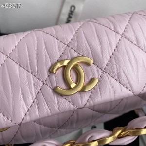 Chanel Small CC Wrapped Strap Bag 20cm Crumpled Lambskin Leather Gold Hardware Spring/Summer 2021 Collection - Image 8