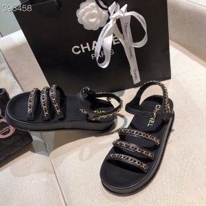 Chanel Strappy Chain Sandals Canvas/Calfskin Leather Spring/Summer 2021 Collection - Image 3