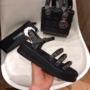 Chanel Strappy Chain Sandals Canvas/Calfskin Leather Spring/Summer 2021 Collection - Image 4