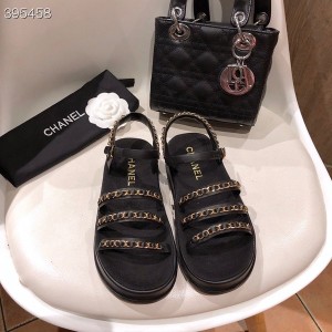 Chanel Strappy Chain Sandals Canvas/Calfskin Leather Spring/Summer 2021 Collection - Image 5