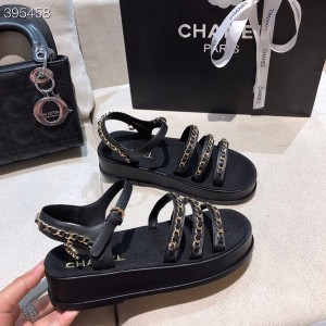 Chanel Strappy Chain Sandals Canvas/Calfskin Leather Spring/Summer 2021 Collection - Image 8