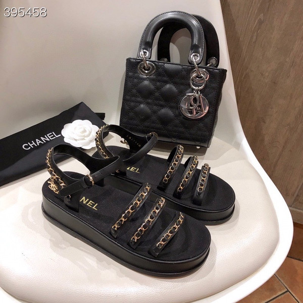 Chanel Strappy Chain Sandals Canvas/Calfskin Leather Spring/Summer 2021 Collection Size