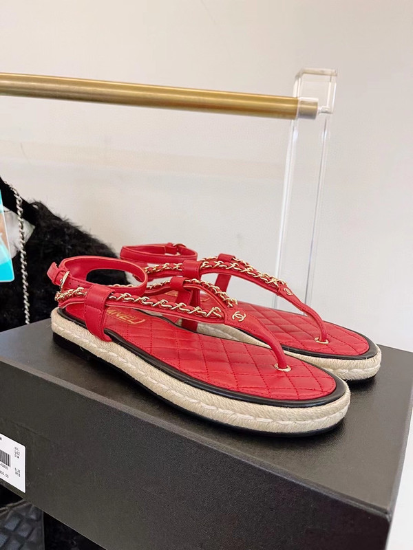 Chanel Strappy Espadrille Sandals Lambskin Leather Spring/Summer 2021 Collection Size