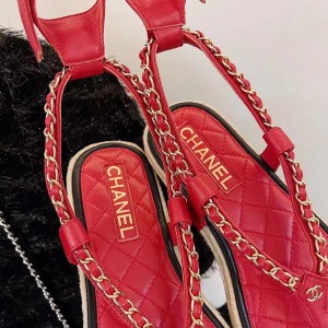 Chanel Strappy Espadrille Sandals Lambskin Leather Spring/Summer 2021 Collection - Image 9
