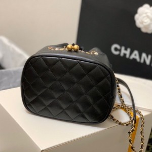 Chanel Studded CC Detail Drawstring Bucket Bag 20cm Gold Hardware Lambskin Leather Spring/Summer 2020 Collection - Image 4
