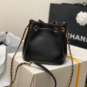 Chanel Studded CC Detail Drawstring Bucket Bag 20cm Gold Hardware Lambskin Leather Spring/Summer 2020 Collection - Image 6