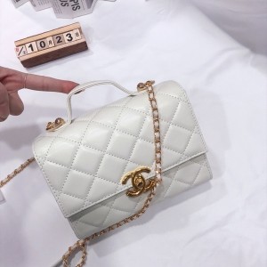 Chanel Top Handle Bag 20cm AS1918 Lambskin Leather Gold Hardware Spring/Summer 2022 Collection - Image 3