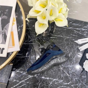 Chanel Transparent Sole Trainer Sneakers Velvet/Calfskin Leather Fall/Winter 2020 Collection - Image 9