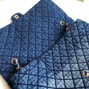 Chanel Vintage XXL Flap Bag 46cm Denim Canvas Gold Hardware Spring/Summer 2022 Collection - Image 8