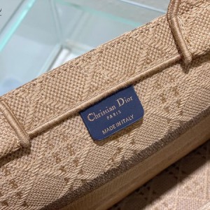 Christian Dior Book Tote Bag 36cm 1296 Cannage Raffia Embroidered Canvas Fall/Winter 2022 Collection - Image 9