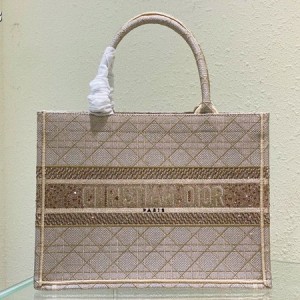 Christian Dior Book Tote Bag 36cm 1296 Cannage Strass Embroidered Canvas Fall/Winter 2022 Collection - Image 1