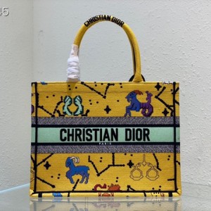 Christian Dior Book Tote Bag 36cm 1296 Lucky Dior Pixel Zodiac Embroidery Canvas Fall/Winter 2022 Collection - Image 1