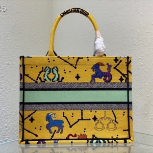 Christian Dior Book Tote Bag 36cm 1296 Lucky Dior Pixel Zodiac Embroidery Canvas Fall/Winter 2022 Collection - Image 3