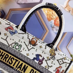 Christian Dior Book Tote Bag 36cm 1296 Lucky Dior Pixel Zodiac Embroidery Canvas Fall/Winter 2022 Collection - Image 4