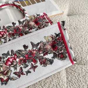 Christian Dior Book Tote Bag 36cm 1296 Lunar New Year Butterfly Embroidery Canvas Fall/Winter 2022 Collection - Image 6