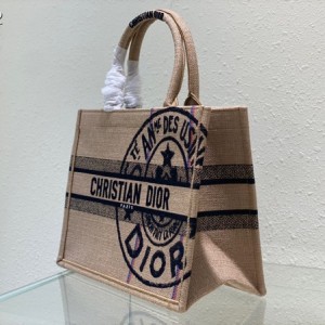 Christian Dior Book Tote Bag 36cm 1296 Union Jute Embroidery Canvas Fall/Winter 2022 Collection - Image 3
