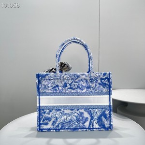 Christian Dior Book Tote Bag 36cm M1296 Chinese New Year Reverse Transparent Toile De Jouy Embroidered Canvas Fall/Winter 2022 Collection - Image 3