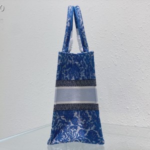Christian Dior Book Tote Bag 36cm M1296 Dior Brocart Embroidery Canvas with Denim Effect Fall/Winter 2022 Collection - Image 5