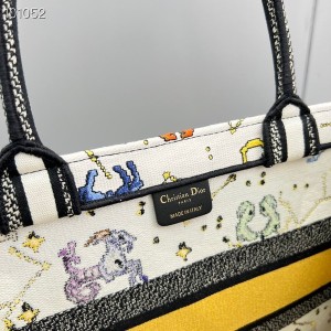 Christian Dior Book Tote Bag 36cm M1296 Lucky Dior Pixel Zodiac Embroidery Canvas Fall/Winter 2022 Collection - Image 9