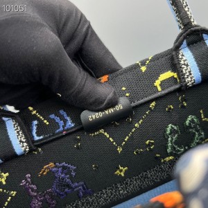 Christian Dior Book Tote Bag 36cm M1296 Lucky Dior Pixel Zodiac Embroidery Canvas Fall/Winter 2022 Collection - Image 9