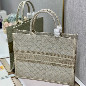 Christian Dior Book Tote Bag 42cm 1286 Cannage Strass Embroidered Canvas Fall/Winter 2022 Collection - Image 3