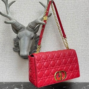 Christian Dior Caro Bag 28cm 281200 Gold Hardware Lambskin Leather Spring/Summer 2022 Collection - Image 3