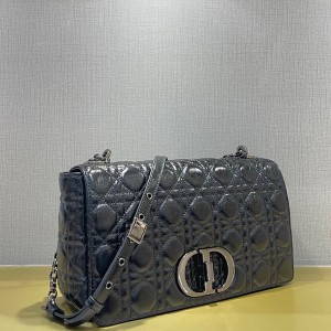 Christian Dior Caro Bag 28cm 281200 Silver Hardware Patent Lambskin Leather Spring/Summer 2022 Collection - Image 3