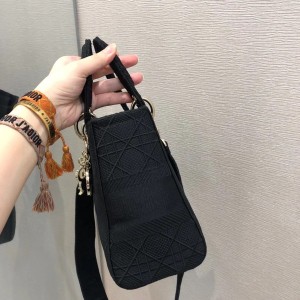 Christian Dior D-Lite Lady Dior Bag 24cm Embroidered Canvas Gold Hardware Fall/Winter 2020 Collection - Image 5