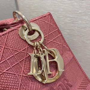 Christian Dior D-Lite Lady Dior Bag 24cm Embroidered Canvas Gold Hardware Fall/Winter 2020 Collection - Image 5