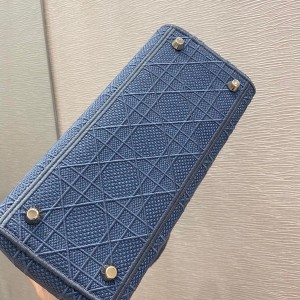 Christian Dior D-Lite Lady Dior Bag 24cm Embroidered Canvas Gold Hardware Fall/Winter 2020 Collection - Image 6