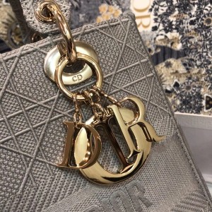 Christian Dior D-Lite Lady Dior Bag 24cm Embroidered Canvas Gold Hardware Fall/Winter 2020 Collection - Image 8